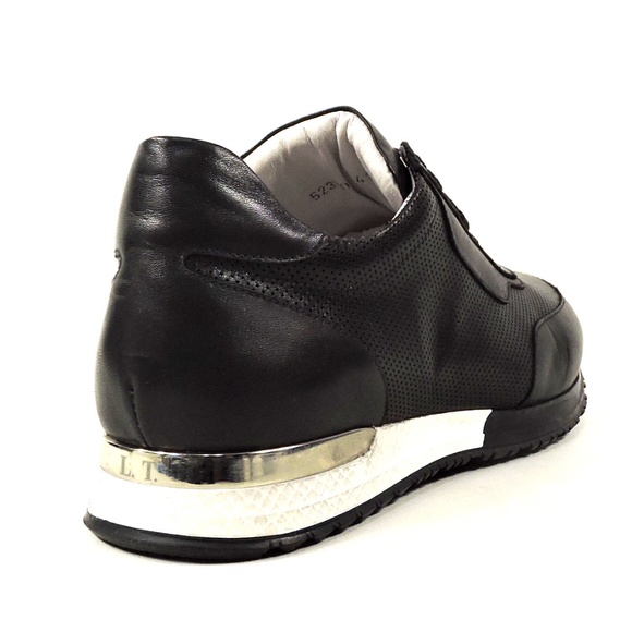 LUIGI TRAINI ?? MEN\'S BLACK LEATHER COMFORT SNEAKERS main image 5